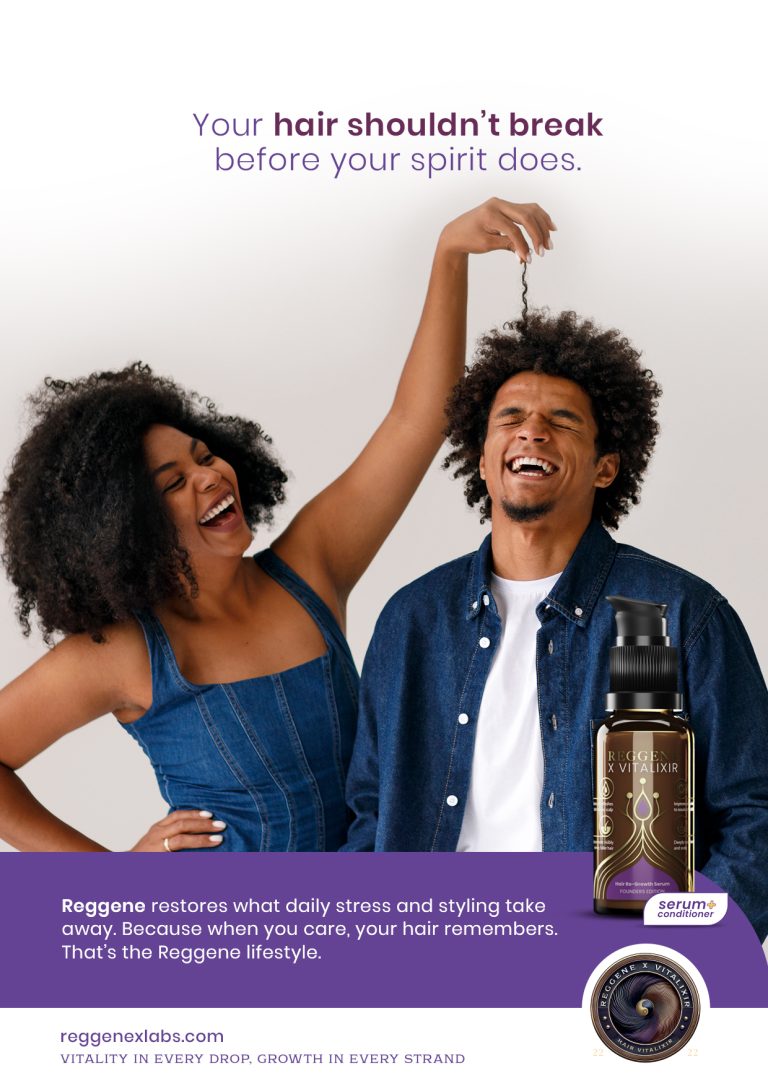 Your hair shouldn't break before your spirit does — couple laughing with Reggene serum